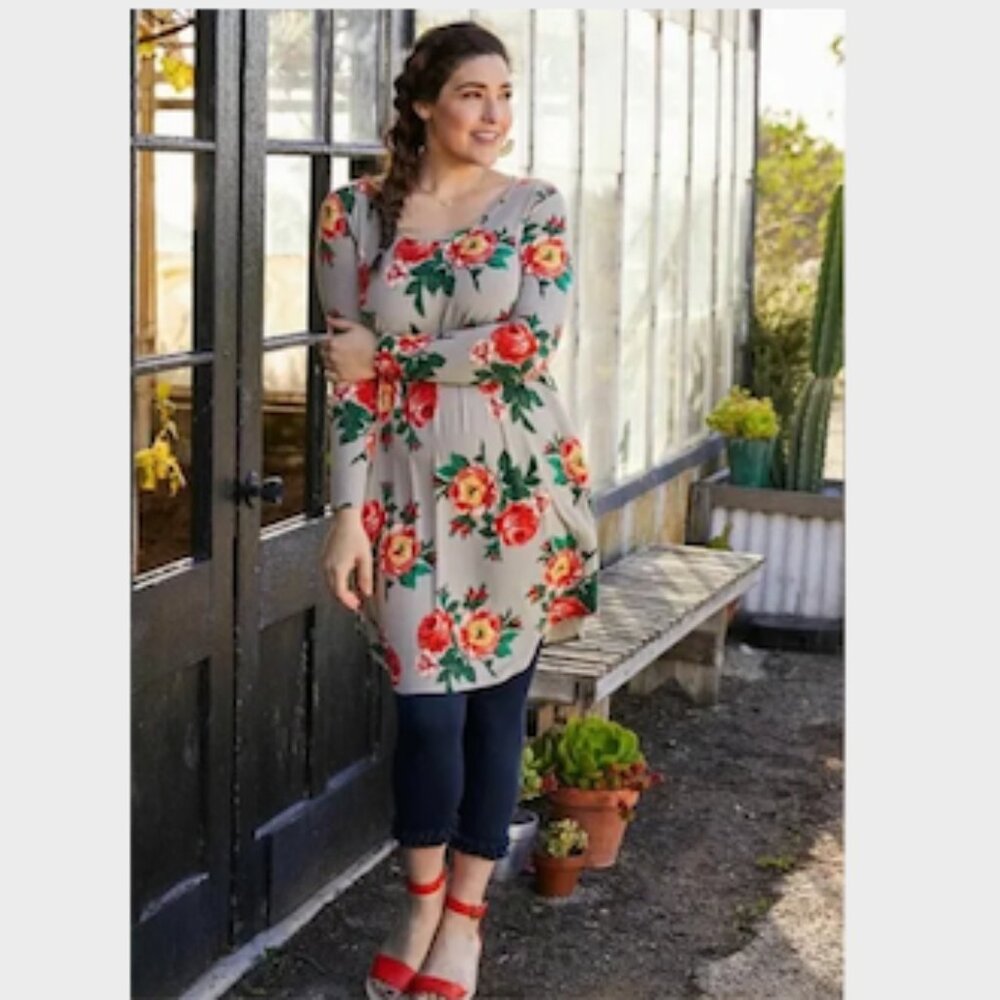 Matilda Jane  ""I'm a Dreamer" Floral Long Sleeve Rayon Spandex Dress M